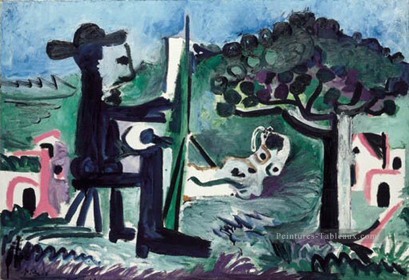 Le peintre et son modele dans un paysage II 1963 cubisme Pablo Picasso Peintures à l'huile
